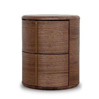 leonard 46cm round bedside table - walnut