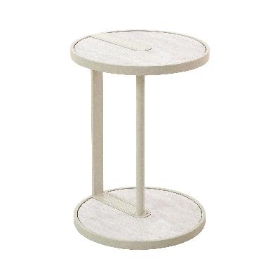 arvenzo beige glass side table - warm grey