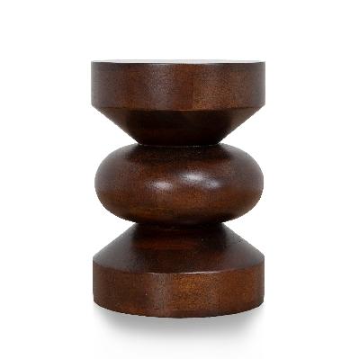 zavala 35cm round wooden side table - walnut