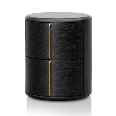 leonard 46cm round bedside table - black 