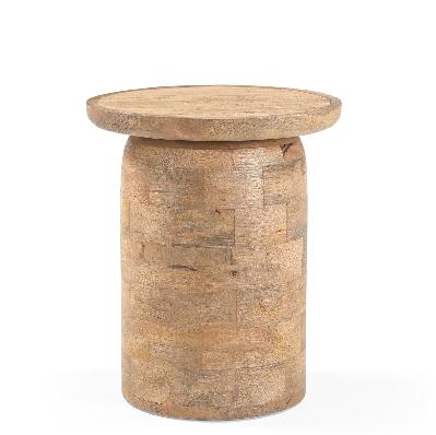urbina 40cm travertine top side table - natural