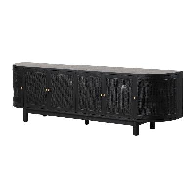 ibarra 2.2cm rattan doors tv entertainment unit - full black 