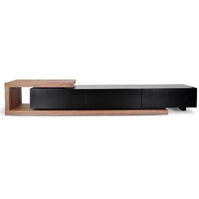 dwell extendable tv entertainment unit - walnut - black matte 