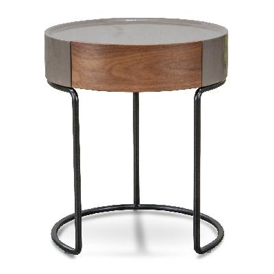 marcos scandinavian round side table - walnut
