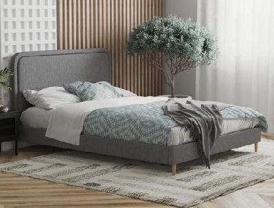 felix grey fabric bed frame king single