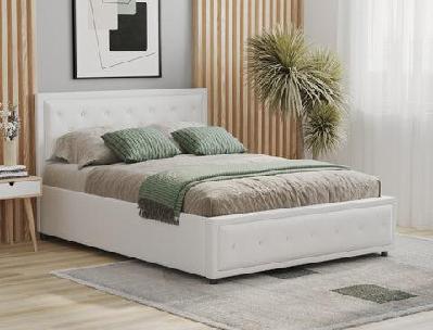 aydan white faux leather gas lift bed frame queen