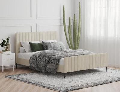 astra emily beige velvet black legs bed frame king