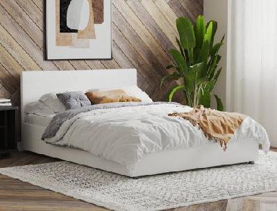 harmony white boucle gas lift bed frame queen