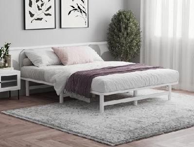 cayon white wooden platform bed frame king single