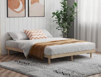 casey natural wooden platform bed frame king single