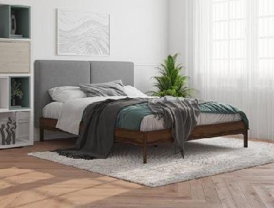 isaak grey walnut bed frame king 
