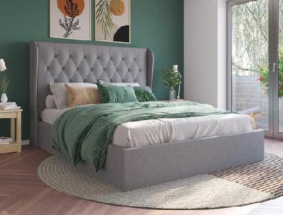 harlow grey fabric gas lift bed frame double 