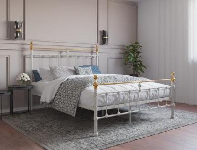 valarie white / gold metal bed frame queen 