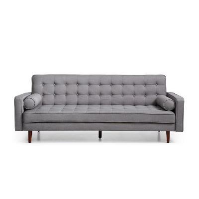 sofa bed 3 seater button tufted lounge set for living room couch in fabric grey colour 