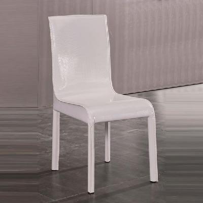 2x steel frame white leatherette medium high backrest dining chairs with wooden legs 