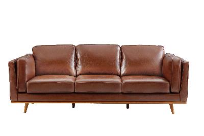3 seater faux sofa brown lounge set for living room couch with wooden frame 