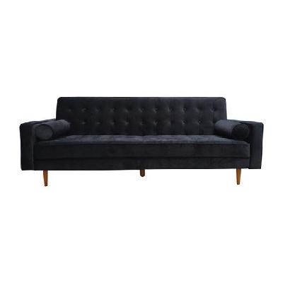 sofa bed 3 seater button tufted lounge set for living room couch in velvet black colour 