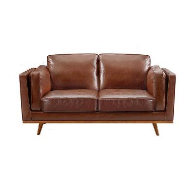 2 seater faux leather sofa brown modern lounge set for living room couch with wooden frame 