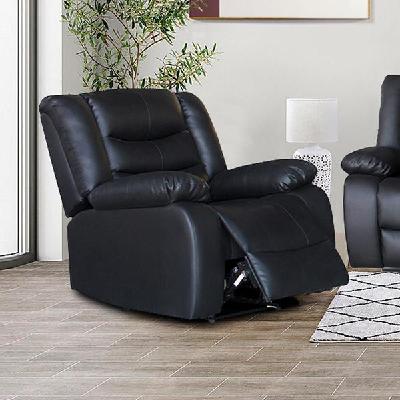 single seater recliner sofa chair in faux leather lounge couch armchair in black 