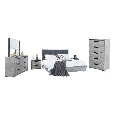 king 5 pcs bedroom suite fabric combination of black & cement colour 