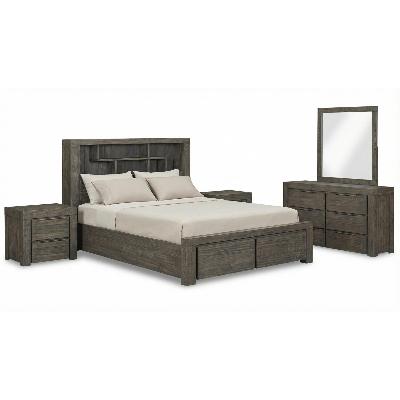 bedroom suite grey storage bookend headboard with dresser in king