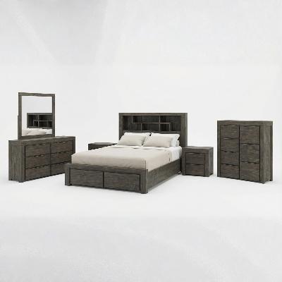 bedroom suite grey storage bookend headboard in king