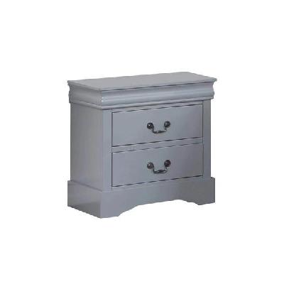 bedside table grey colour with 2 drawers night stand solid wood metal handles 