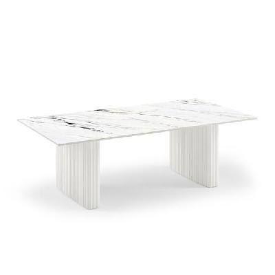 coffee table sintered stone top mdf table base glossy white 