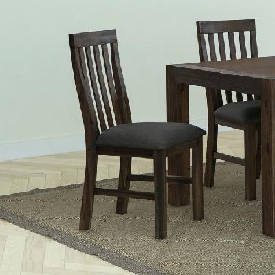 2x wooden frame leatherette in solid wood acacia & veneer dining chairs in chocolate colour 