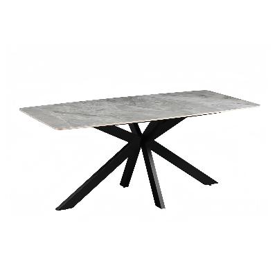 dining set sintered stone top with 6pcs faux leather dining chair 