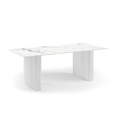 dining table sintered stone top mdf table base high glossy white 
