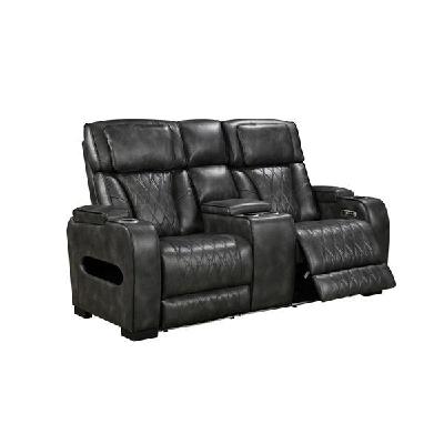 2r electric recliner led air leather dark grey 