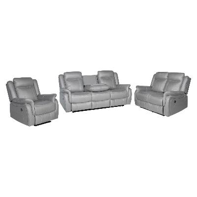 3+2+1 seater grey fabric recliner sofa sturdy construction metal mechanism 