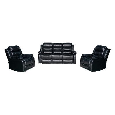 3+1+1 seater seater black leatherette reclin console led light ultra cushioned 