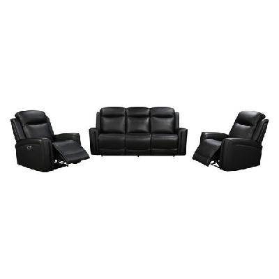 3r+1r+1r genuine leather power recliner black 