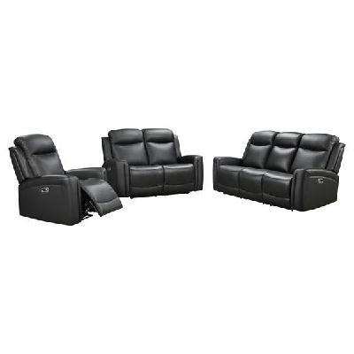 3r+2r+1r genuine leather power recliner black 