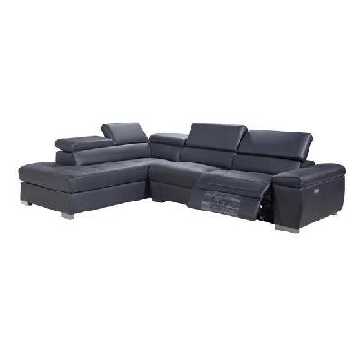 genuine leather chaise sofa electric recliner black 