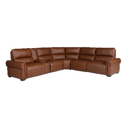 5 seater genuine leather recliner sofa in brown colour 