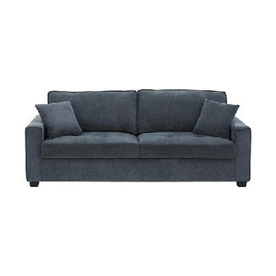 3 seater sofa polyester fabric multilayer two pillows in charcoal colour 