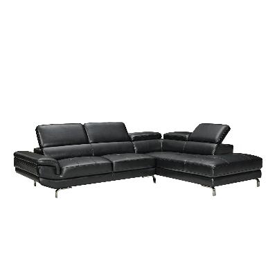 5-seater black leatherette corner sofa with chaise