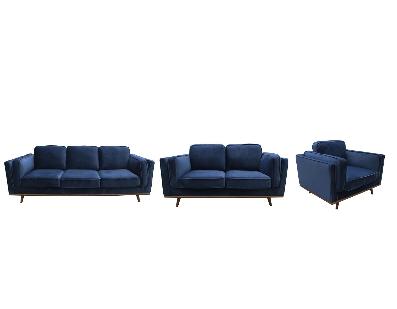 3+2+1 seater sofa bluefabric lounge set for living room couch with wooden frame 