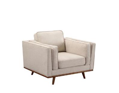 single seater armchair sofa modern lounge accent chair in beige fabric with wooden frame 