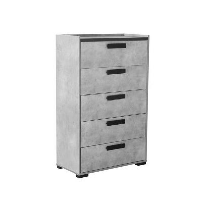 tallboy with 5 storage drawers mdf combination of black & cement colour 