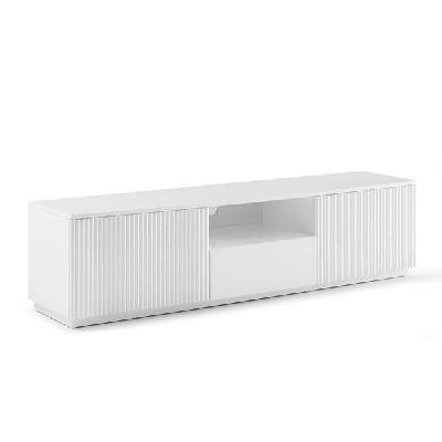 tv cabinet storage drawer mdf glossy entertainment unit in white colour 