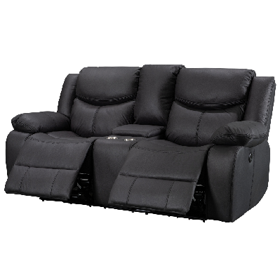 urban power motion 2 seater electric recliner with console - black 