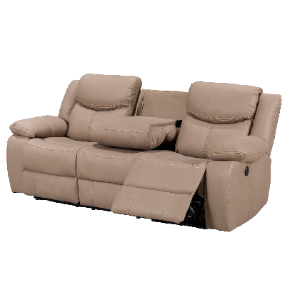 urban power motion 3 seater electric recliner with drop down table - brown 