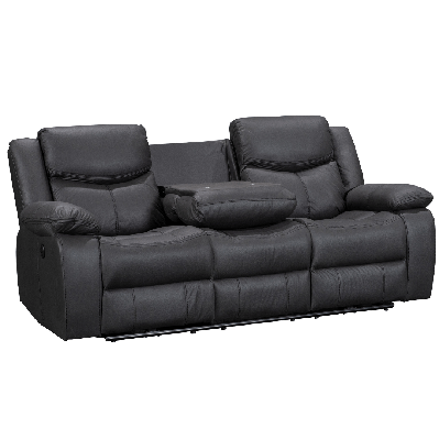 urban power motion 3 seater electric recliner with drop down table - black 