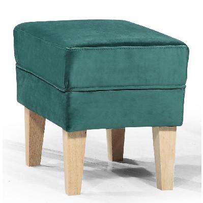elisa foot stool upholstered in velluto luxe velvet - emerald 