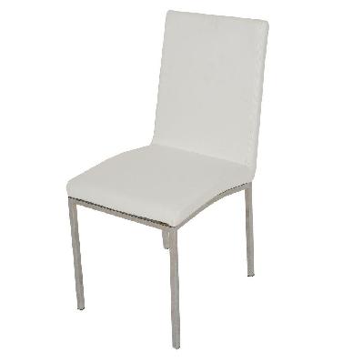 bari faux leather upholstered chrome legs dining chair - white 