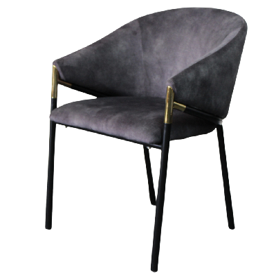 manhattan velvet upholstered metal legs dining chair - charcoal 